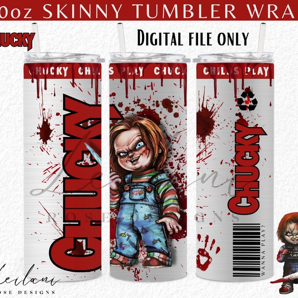 Killer Chucky 20 oz Skinny Tumbler Sublimation Design, Tumbler Wrap Design, Instant Digital Download PNG, Chucky Digital File, Digital File