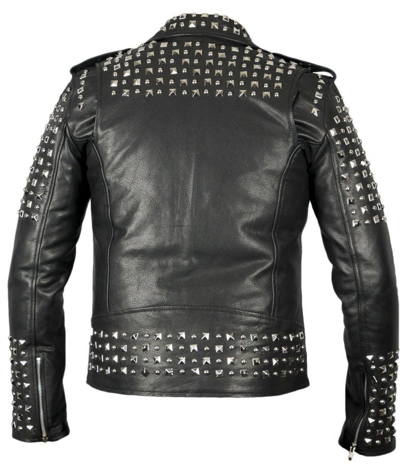 New Handmade Men Black Rockstar Fashion Fall Partywear High Studded Leather Jacket S to 3XL