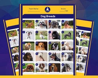 Dog Breeds | Printable Picture Quiz | Party Game