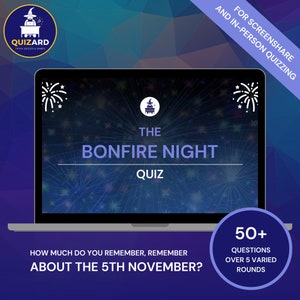 Bonfire Night Quiz | Virtual Trivia Game | Pub Quiz | PowerPoint and PDF | Customisable | Perfect for Zoom, Family Party & Game Night