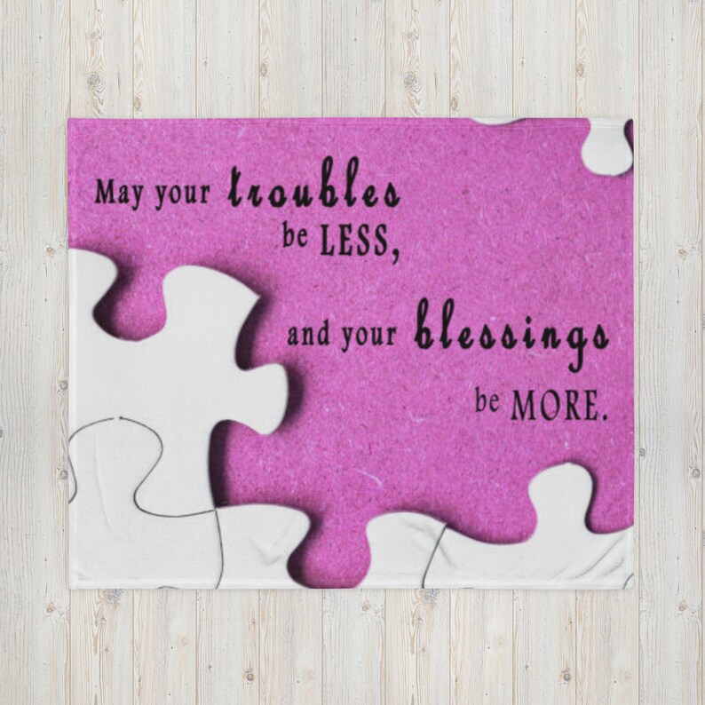 Blessings Puzzle Throw Blanket Inspirational Quote Blanket Etsy
