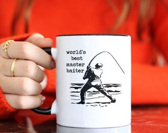 Worlds best master baiter .. funny, inappropriate coffee mug, fathers day gift, men's coffee mug, fisherman's gift, Dad coffee mug