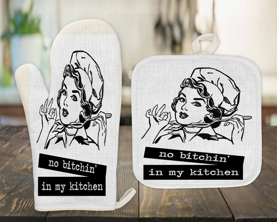 Black Pot Holders Heat Resistant Oven Mitts Funny Farmhouse Kitchen Decor  Set