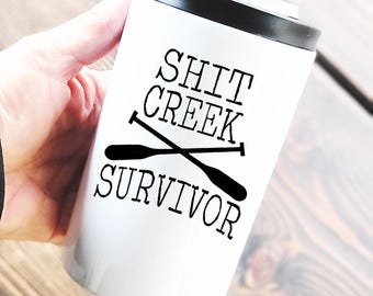 SHIT CREEK SUPERVISOR . 12oz Can Cooler Tumbler w/Dual Lids, funny koozie tumbler, inappropriate gift, funny gift
