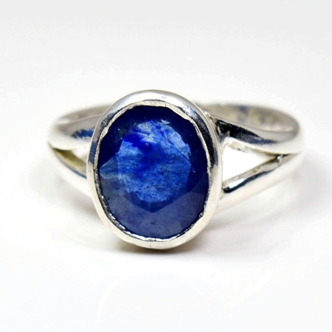 Natural Certified Blue Sapphire/neelam 925 Sterling Silver Adjustable ...