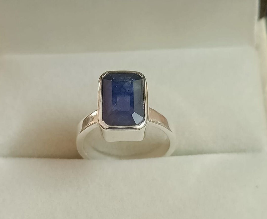 Natural Certified Blue Sapphire/neelam 925 Sterling Silver Ring Rashi ...