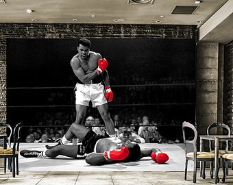 Zelfklevend fotobehang behang zelfklevend structureel vinyl vliespapier USA sport Muhammad Ali vs. Sonny Liston boxer