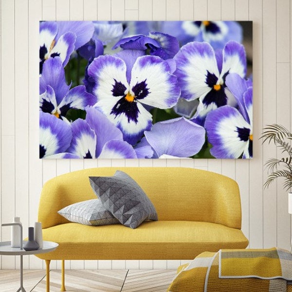 Leinwandbild canvas print Wandbild Fotoleinwand Leinwanddruck Natur Pflanzen Blumen Stiefmütterchen