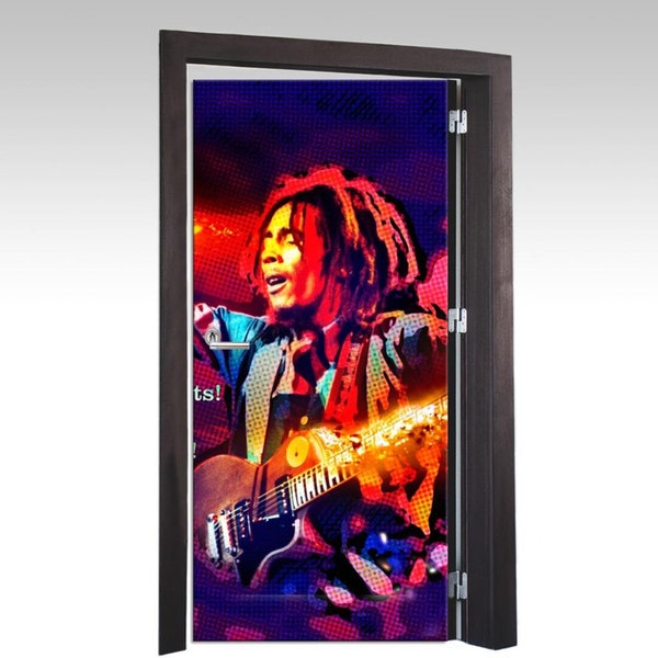 Türtapete 91x211cm Vlies oder selbstklebend Bob Marley legend Super star guitarist Jamaica -Nine Miles reggae  blues funk soul Miami Florida