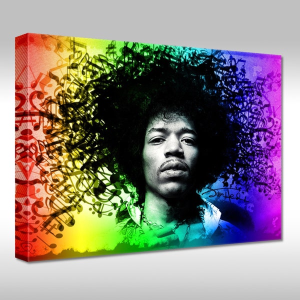 Leinwandbild Canvas Print Wandbild Leinwanddruck Musik Jimi Hendrix Gitarrist Komponist Musiker Sänger Blues Rock Musik Psychodelic