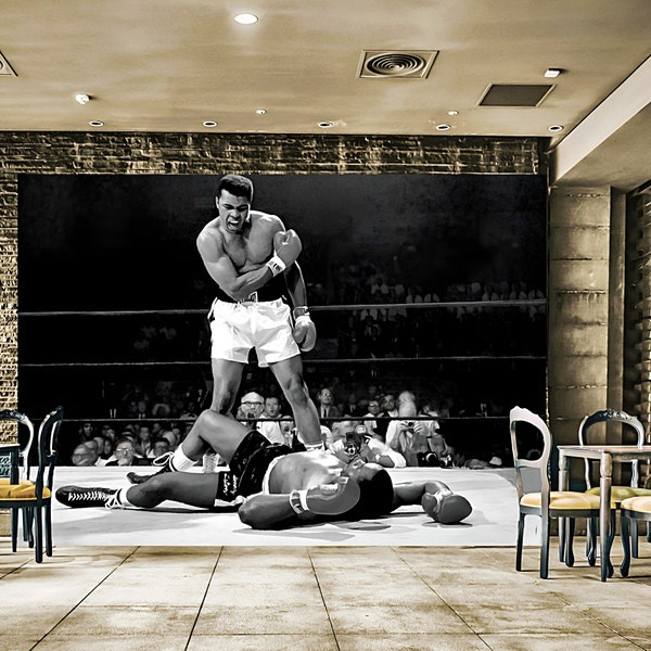 Wall Mural Wallpaper.Self-adhesive.Structural Vinyl.Non-woven.Paper.USA Sports Muhammad Ali vs. Sonny Liston Boxer.Glue included