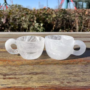 1 Pcs Hand Carved Clear Quartz Cup Carving|Crystal Coffee Mug|Spiritual Crystal Cup Mug|Crystal Cup Gift for Women and Men|Home Decor Cup