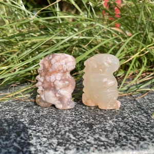 2 Pcs Adorable Natural Crystal Flower Agate Dinosaur Carvings|Unique Gift for Kids and Women | Chakras Crystal and Crystal Healing Animal#2