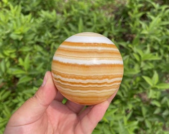 Honey Calcite Sphere: Natural Orange Crystal, Healing Stone (2.99 inches)Crystal Decor