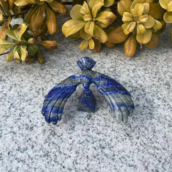 Cool Lapis Lazuli Rotating Flying Eagle Carving|Crystal Healing|Crystal Animal Eagle Sculpture|Energy Stone Gift for Women and Kids Men #01