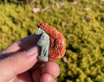 Ocean Stone Fox Carving: Crystal Animal Sculpture