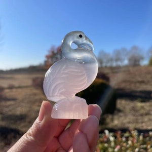 Hand Carved Fluorite Flamingo Carving|Healing Crystal Fluorite Animal Flamingo Sculpture|Crystal Flamingo Gift for Women Kids and Men #01