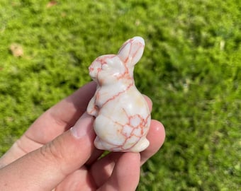 Red Spider Jasper Rabbit Carving: Healing Crystal Bunny Sculpture