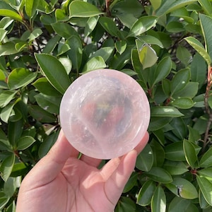 Hand Carved Rose Quartz Bowl Carving|Healing Crystal Bowl Energy Stone|Crystal Bowl Sculpture Carving|Gift for Women Kids and Men