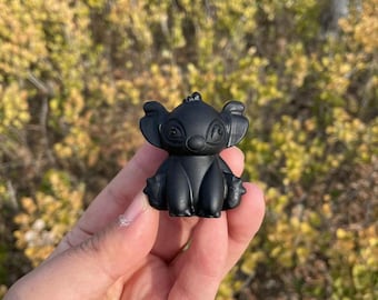 Black Obsidian Stitch Carving: Healing Crystal Sculpture