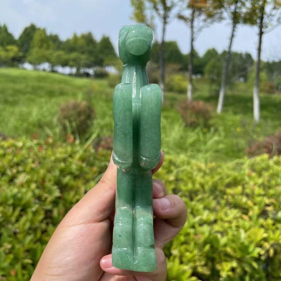 グリーンアベンチュリンの馬の彫刻：クリスタル動物の置物（5.89インチ