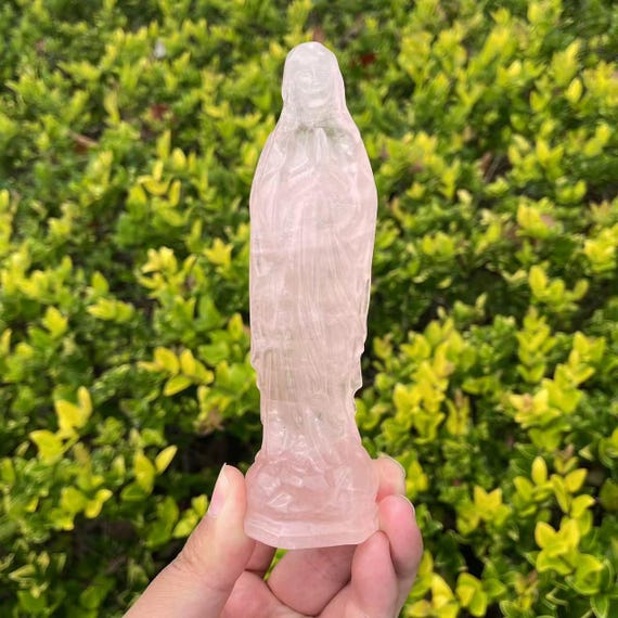 Rose Quartz Virgin Mary Statue | 5.9" Crystal Carving - Etsy Rose Quartz Virgin Mary Statue | 5.9" Crystal Carving - Etsy