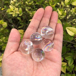 5 Pieces 25 mm Clear Quartz Sphere with Beautiful Rainbow | Crystal Sphere | Gift for Women