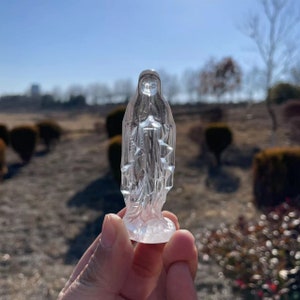 High Quality Clear Quartz Virgin Mary Carving|Crystal Clear Quartz Virgin Mary Sculpture Crystal Gift for Kids and Women|Crystal Healing #03