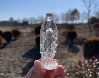 High Quality Clear Quartz Virgin Mary Carving|Crystal Clear Quartz Virgin Mary Sculpture Crystal Gift for Kids and Women|Crystal Healing #03