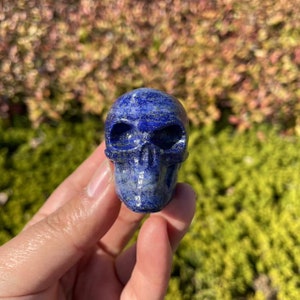 Cool Lapis Lazuli Skull Carving|Crystal Skull Sculpture|Healing Crystal Hand Carved Crystal Lapis Lazuli Skull Gift for Women and Men #03