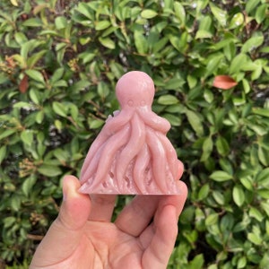 Hand Carved Pink Opal Octopus Carving|Crystal Octopus Sculpture|Crystal Octopus Gift for Her and Kids|Spiritual Mineral Crystal Carvings #02