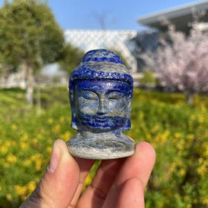 Lapis Lazuli Buddha Carving|Crystal Buddha Head Statue|Crystal Buddha Carving|Crystal Buddha Carving|Crystal Buddha Gift for Women and Men