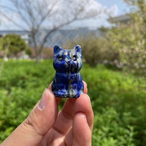 Lovely Lapis Lazuli Cat Carving healing Crystal crystal Cat Statue crystal Animal Cat Statue lapis Lazuli Cat Gift for Women Kids and Men B Etsy