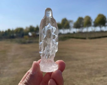High Quality Clear Quartz Virgin Mary Carving|Crystal Clear Quartz Virgin Mary Sculpture Crystal Gift for Kids and Women|Crystal Healing
