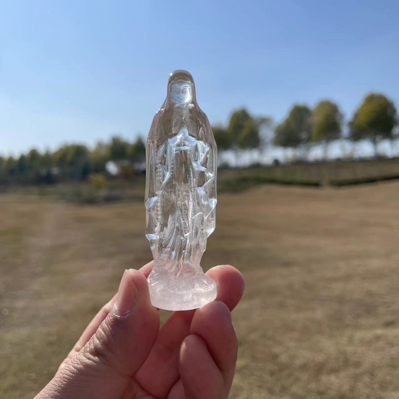 High Quality Clear Quartz Virgin Mary Carving|Crystal Clear Quartz Virgin Mary Sculpture Crystal Gift for Kids and Women|Crystal Healing