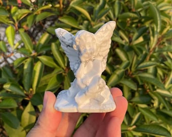 Howlite Angel Child Carving: Healing Crystal Guardian Angel Gift