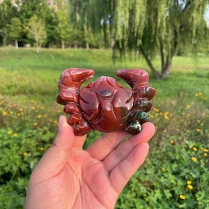 Hand Carved Ocean Jasper Crab Carving Crystal Ocean Jasper Crab Sculpture Crystal Gift for Kids Women and Men|Crystal Healing Carving #03