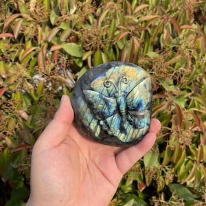 Hand Carved Labradorite Butterfly Carving with Green Flash|Crystal Animal Carving|Handmade Gift for Her and Kids|Spiritual Mineral Crystal#4