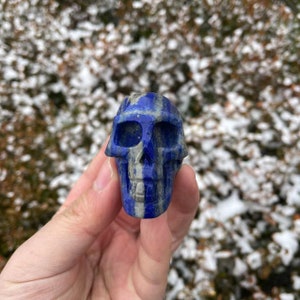 Cool Lapis Lazuli Skull Carving|Crystal Skull Sculpture|Healing Crystal Hand Carved Crystal Lapis Lazuli Skull Gift for Women and Men #02
