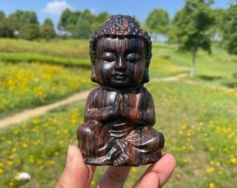 4.5'' Red Obsidian Buddha Carving : Healing Crystal Buddha Statue # ACrystal Decor