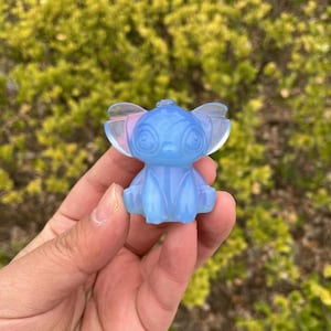 Cute Blue Opalite Stitch Carving|Healing Crystal|Crystal Blue Opalite Stitch Sculpture Carvings|Energy Stone|Crystal Gifts for Her and Kids