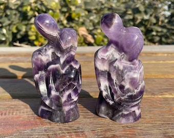 Dream Amethyst Sweetheart Carving: Crystal Sculpture, Reiki Healing DecorCrystal Decor