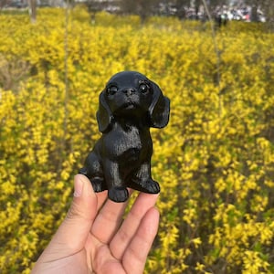 3.98 inches Black Obsidian Dog Carving|Crystal Animal Dog Statue Crystal Dog Gift for Kids and Women|Chakras Crystal and Crystal Healing