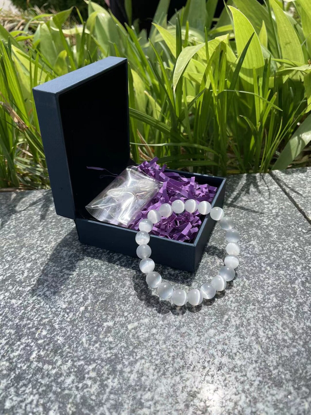 セレナイトブレスレット2点セット：天然クリスタルヒーリングストーン