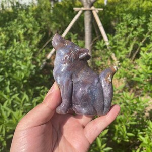 Hand Carved Ocean Jasper Wolf Carving|Healing Crystal Wolf Sculpture|Crystal Animal Wolf Carving|Energy Stone Wolf Gift for Her and Kids #12