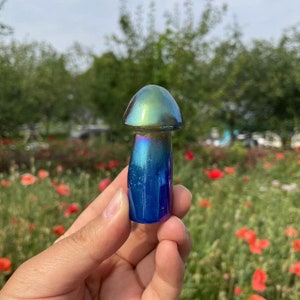 Aura Dream Amethyst Mushroom Carving|Healing Crystal|Crystal Amethyst Mushroom Carvings|Energy Stone|Unique Gift for Her and Kids #01