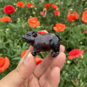 Cute Garnet Pig Carving|Healing Crystal|Garnet Animal Pig Carving|Natural Crystal Animal Pig Sculpture|Crystal Gift for Women and Kids