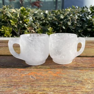 Hand Carved Clear Quartz Cup Carving|Reiki Healing Spiritual Crystal Cup|Crystal Coffee Mug|Crystal Cup Gift for Women and Men|Home Decor #B