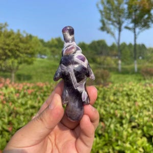 Hand Carved Dream Amethyst Platypus Carving|Crystal Platypus Statue|Crystal Animal Gift for Her and Kids|Spiritual Mineral Crystal Stone #A
