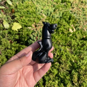Cute Black Obsidian Dog Carving|Healing Crystal Carving|Crystal Animal Dog Carving|Crystal Dog Sculpture|Handmade Gift for Women and Kids